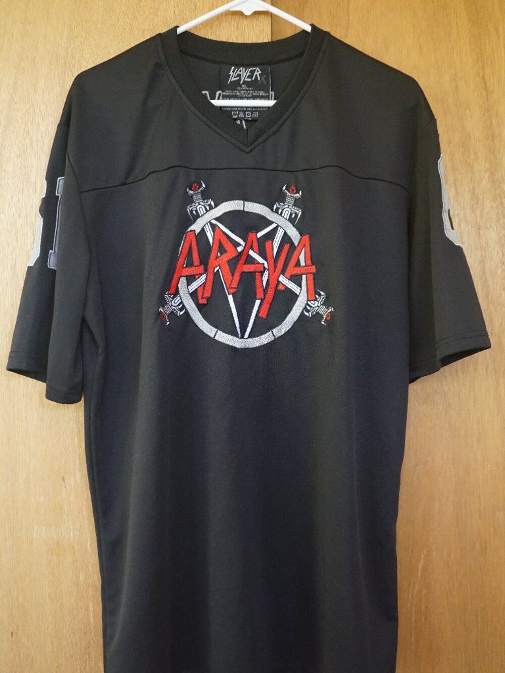 Rare 2023 Slayer (Band) Tom Araya #61 XL Black Embroidered Jersey RN# 127410